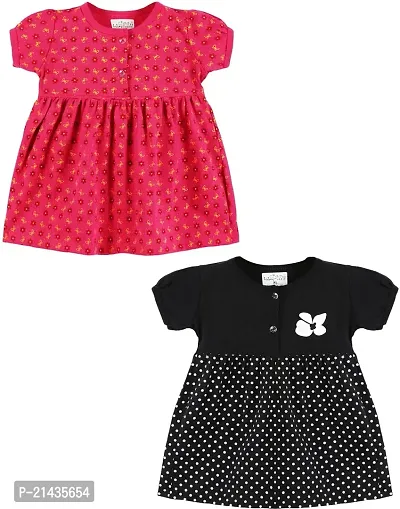 babeezworld? Cotton Baby Girl Dress -?? Knee Length fit and Flare Dress Frock jhabla Pack of 2