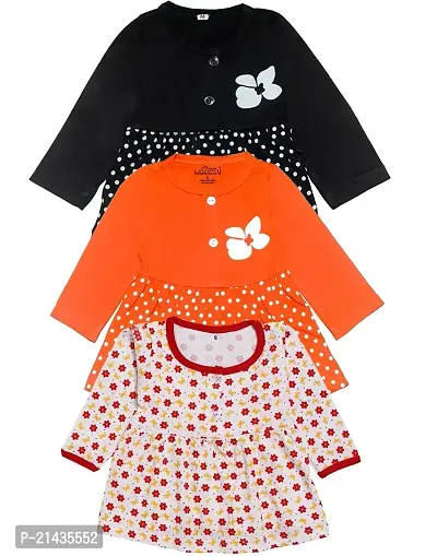 babeezworld Baby Girl?s Pure Cotton Knee Length Dress Pack of 3