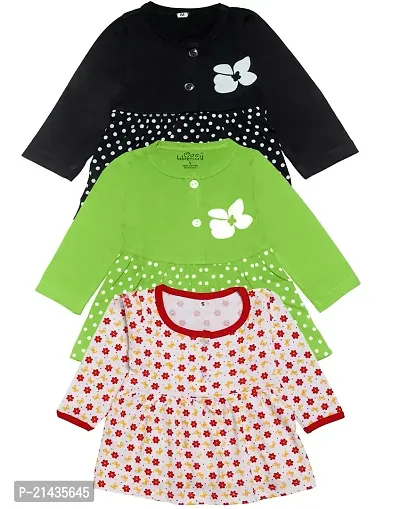 babeezworld Baby Girl?s Pure Cotton Knee Length Dress Pack of 3