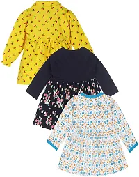 babeezworld Baby Girl Cotton Dress - Full Sleeves Knee Length fit and Flare Frock jhabla Regular fit top Pack of 3-thumb1