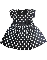 babeezworld? Cotton Baby Girl Dress -?Knee Length fit and Flare Dress Frock jhabla (Black, Red; 1-2 Years)-thumb2