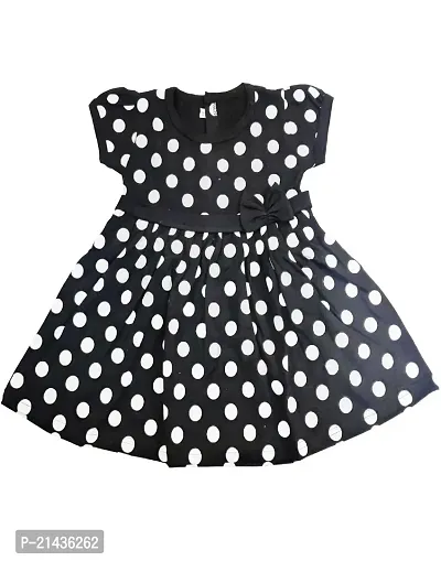 babeezworld? Cotton Baby Girl Dress -?Knee Length fit and Flare Dress Frock jhabla (Black, Red; 1-2 Years)-thumb3