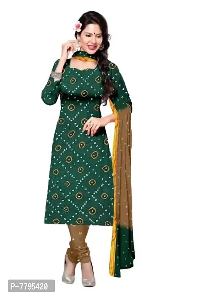 HINDVA FASHION Women Cotton Bandhani Salwar Suit set (Brown)-thumb0