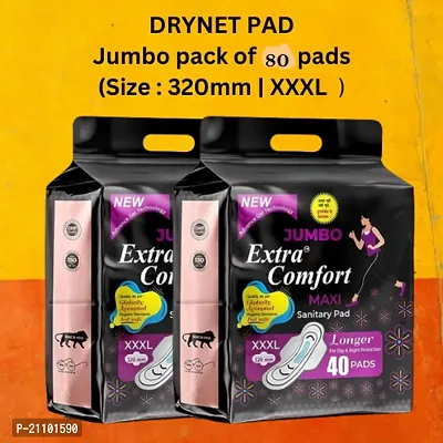 Jumbo Extra Comfort Sanitary Pad napkin maxi jumbo 320mm XXXl size For Women Combo 40+40 Pads Pack Of 80-thumb0