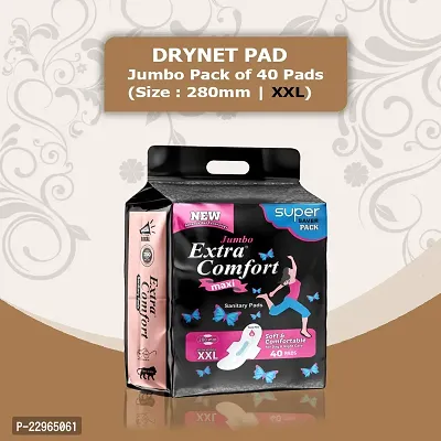 Extra Comfort Sanitary Pads for Women with Wings | Dry-net Soft  Comfortable Sanitary Napkins for Day  Night Protection -280 MM Maxi (40 PADS)Sanitary Pad  (Pack of 40)