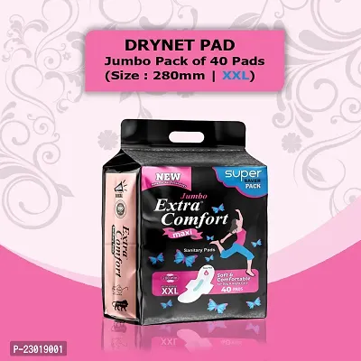 Extra Comfort Sanitary Pads for Women|40 Pads|XXL|Cottony soft|our Softness|Soft top sheet|Irritation free