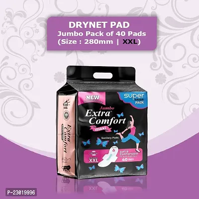 Extra Comfort XXL Soft smell Sanitary Pads for Women - 40 Pads, Rash Free, Anti Tan, Skin Friendly, Double Wing Shape, Advanced Leak Protection, XX Large, 280mm- 1 Pack (40 Pads)-thumb0