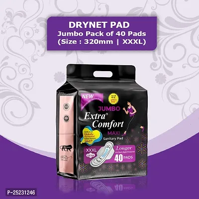 Jumbo Extra Comfort XXXL 320 Mm Ultra Soft Thin Dry Cottony Sanitary Napkin Pad With Wing For Women, Girl Jumbo pack of 40 Pads Sanitary Napkins-thumb0