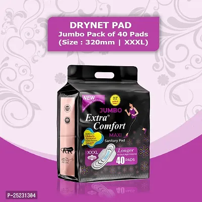 Jumbo Extra Comfort Maxi (sanitary pads) | XXXL (320mm) | New Of Advance Gel Technology Overnight Protection Sanitary Pads With Wings for Women (40 Pads)-thumb0