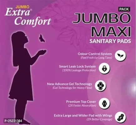 Jumbo Extra Comfort Maxi (sanitary pads) | XXXL (320mm) | New Of Advance Gel Technology Overnight Protection Sanitary Pads With Wings for Women (40 Pads)-thumb3