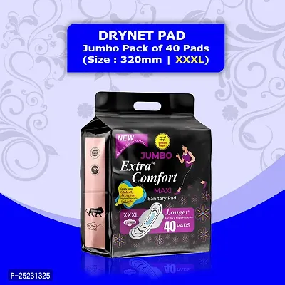 Jumbo Extra Comfort Maxi (sanitary pads) | XXXL (320mm) | New Of Advance Gel Technology Overnight Protection Sanitary Pads With Wings for Women (Pack of 1 Total 40 Pads)-thumb0