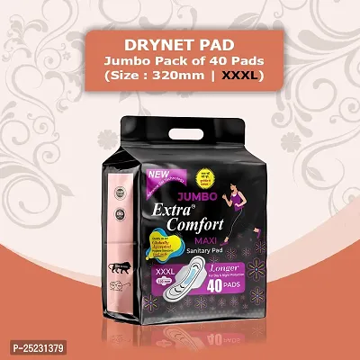 Jumbo Extra Comfort Sanitary Pads|Pack of 40 Pads|XXXL+|upto 0% Leaks|Dry top sheet|Long lasting coverage-thumb0
