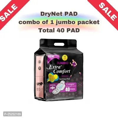 Jumbo Extra Comfort SUPER SAVER PACK naturally SOFT extra LONG Sanitary Pads With Wings, XXXL, 320 mm, 40 pads-thumb0