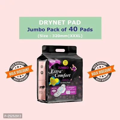 Jumbo Extra Comfort Advanced Bacterial Protection | Super Soft Side Edges For Rash Free Periods |XXXL |Odour Control Sysytem |100% Leakage Protection | 320 MM Maxi|40 pads-thumb0