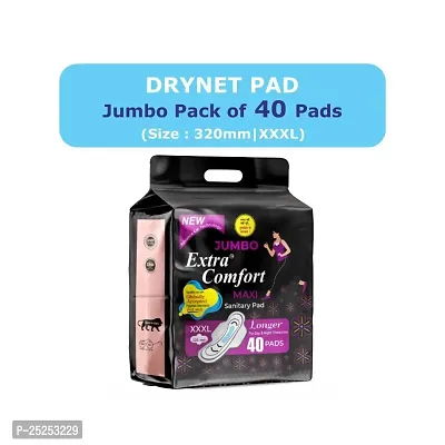 Jumbo Extra Comfort DRY Net Top Sheet Pad 320 MM Maxi (XXXL)(Total 40) Sanitary Pad-thumb0