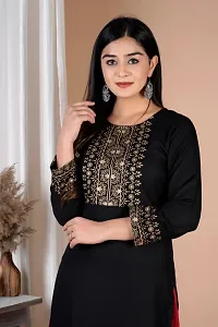 Beautiful Trendy Black Printed Kurti with Mahroon Skirt |Rayon Fabric and Three Quarter Sleeves|Kurta Sets for Women_Blackmahroon skirt-thumb2