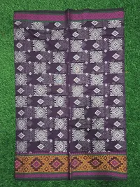 Stylish Cotton Silk Purple Printed Saree with Blouse piece For Women-thumb1