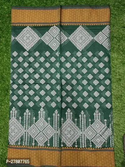 Stylish Cotton Silk Green Printed Saree with Blouse piece For Women