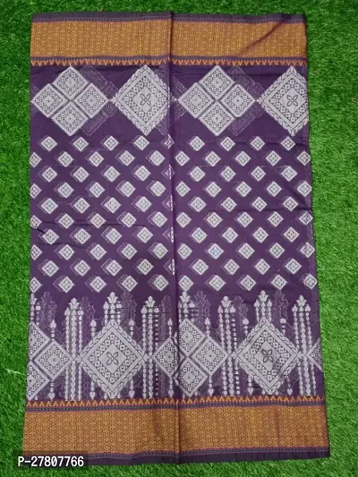 Stylish Cotton Silk Purple Printed Saree with Blouse piece For Women