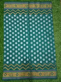 Stylish Cotton Silk Green Printed Saree with Blouse piece For Women-thumb1