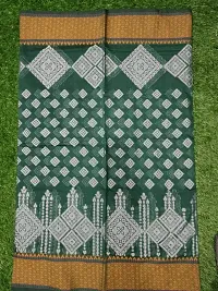 Stylish Cotton Silk Green Printed Saree with Blouse piece For Women-thumb1