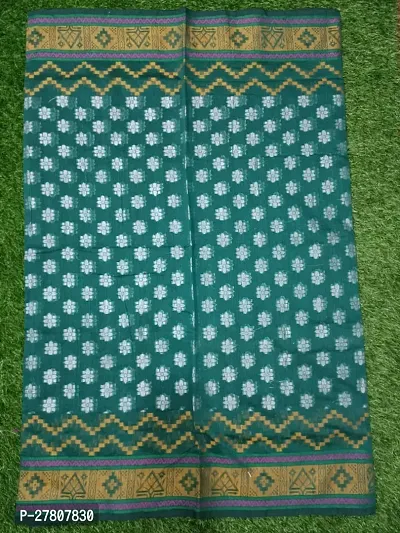 Stylish Cotton Silk Green Printed Saree with Blouse piece For Women