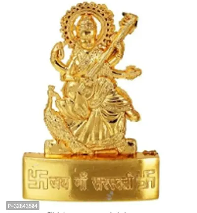 Rebinyn Golden Plated Goddess Sarswati Idol Showpiece Statue for Temple-thumb0