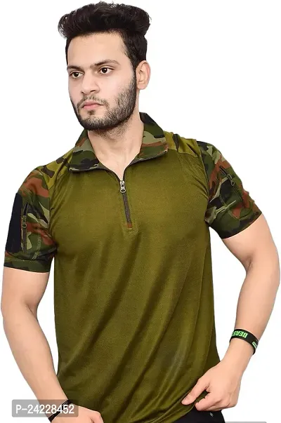 Reliable Green Cotton Blend Printed Polos For Men-thumb0