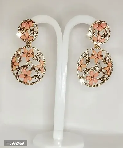 Round flower stone earrings-thumb0