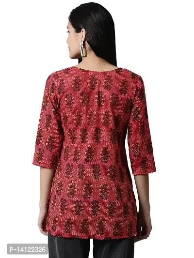 JABAMA Women Cotton Printed Round Neck Kurti-thumb2