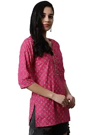 JABAMA Women Cotton Printed Round Neck Kurti-thumb3