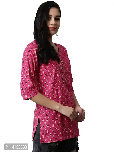 JABAMA Women Cotton Printed Round Neck Kurti-thumb4