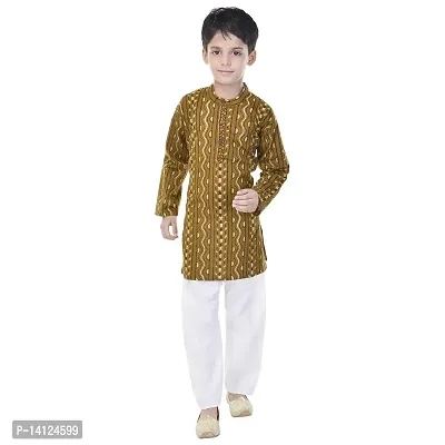 JABAMA? Cotton Printed Kurta Pyjama for Boys (Green, 6-7 Years, KPB8B-22)-thumb4