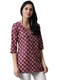 JABAMA Women Cotton Printed Round Neck Kurti-thumb3