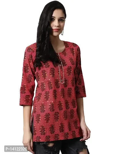 JABAMA Women Cotton Printed Round Neck Kurti-thumb4