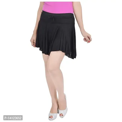 JABAMA? Women's Cotton Lycra Mini Skirt Black (Length - 15 inches)-thumb0