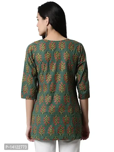 JABAMA Women Cotton Printed Round Neck Kurti-thumb2