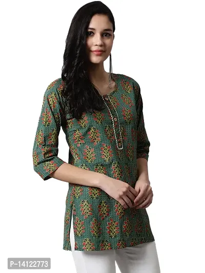 JABAMA Women Cotton Printed Round Neck Kurti-thumb4