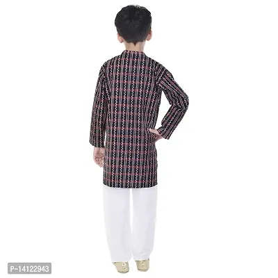 JABAMA? Cotton Printed Kurta Pyjama for Boys (Black)-thumb2