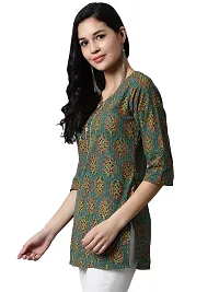 JABAMA Women Cotton Printed Round Neck Kurti-thumb2