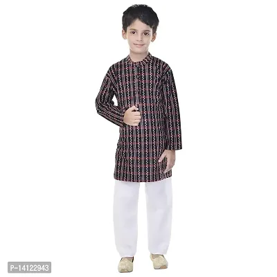 JABAMA? Cotton Printed Kurta Pyjama for Boys (Black)-thumb0