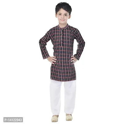 JABAMA? Cotton Printed Kurta Pyjama for Boys (Black)-thumb4