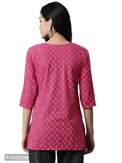 JABAMA Women Cotton Printed Round Neck Kurti-thumb2