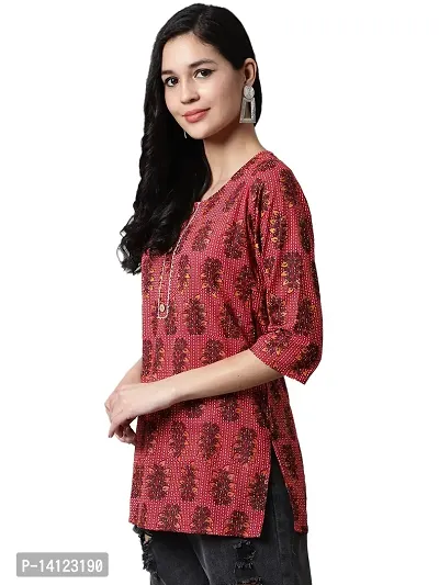 JABAMA Women Cotton Printed Round Neck Kurti-thumb3