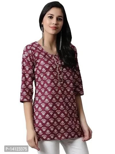 JABAMA Women Cotton Printed Round Neck Kurti-thumb4