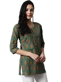 JABAMA Women Cotton Printed Round Neck Kurti-thumb3