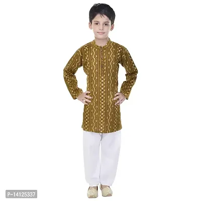 JABAMA? Cotton Printed Kurta Pyjama for Boys (Green, 3-4 Years, KPB8B-18)