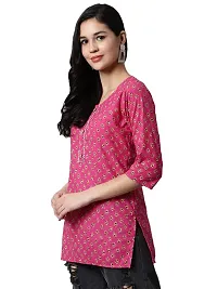 JABAMA Women Cotton Printed Round Neck Kurti-thumb2