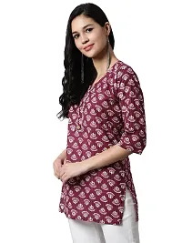 JABAMA Women Cotton Printed Round Neck Kurti-thumb2