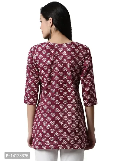 JABAMA Women Cotton Printed Round Neck Kurti-thumb2